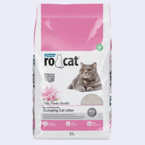Litière pour chat agglomérante pour chat Rocat Bébé Powder parfumée à la bentonite 5L
