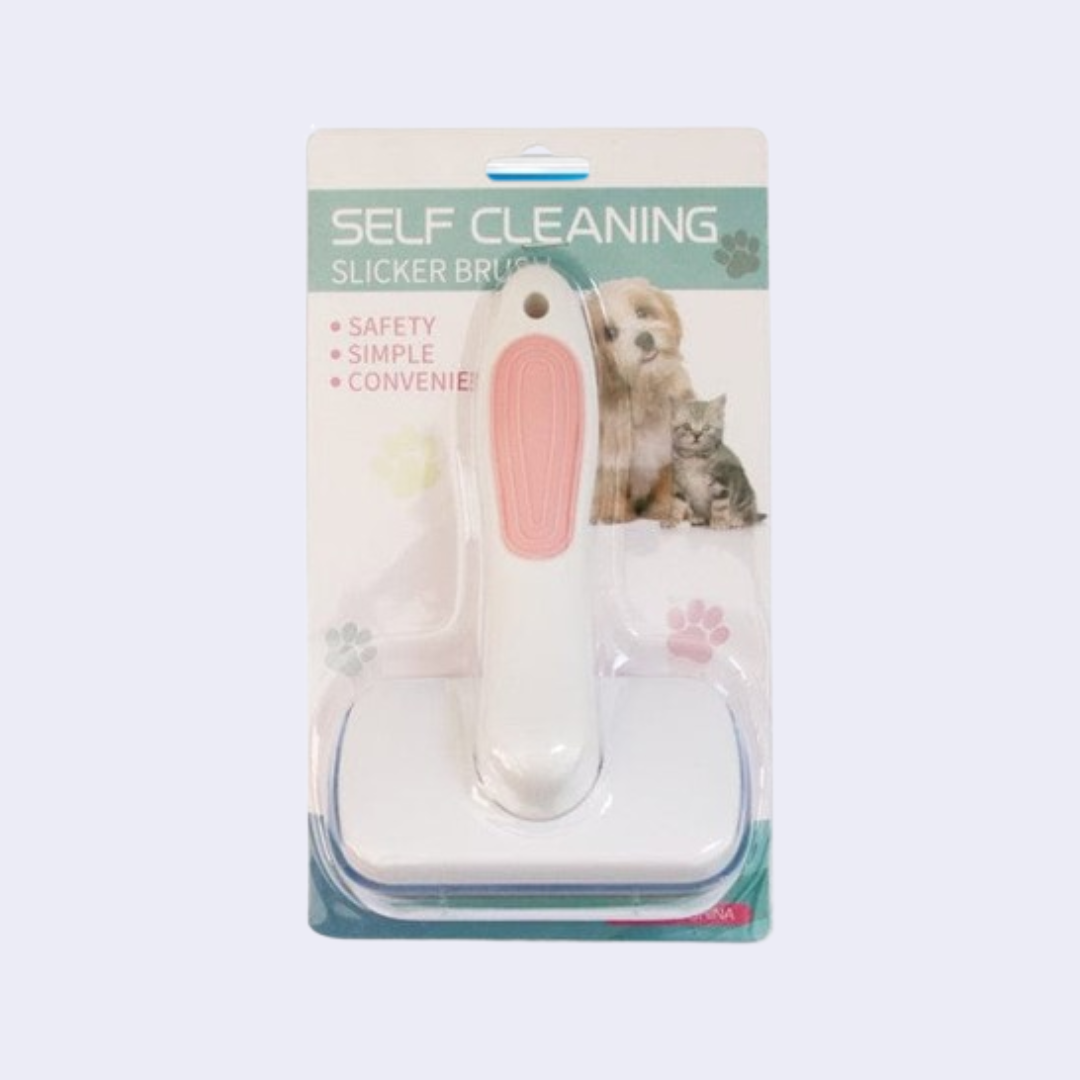 peigne pour animaux de compagnie chien chat brosse de massage chaton épilation automatique peignes à nœuds ouverts(rose)